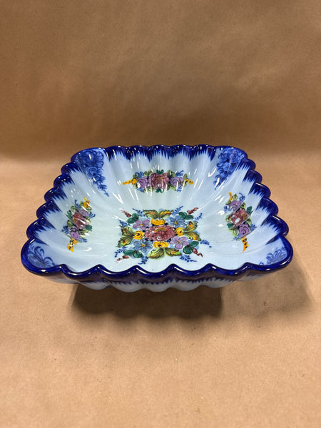 Vestal Alcobaca Floral Square Bowl — Made In Portugal
