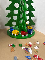 Wooden Christmas Tree With Train And Ornaments