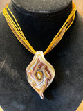 Yellow/Gold Necklace with Glass Pendant