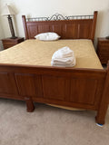 Oak King Bed with Rails and Support Slats