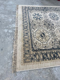Carpet Art Deco Mosaic Motif Design Rug D, tan/blue