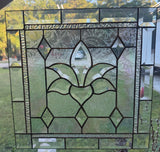Clear Beveled & Iridescent Glass Lotus Window Decor