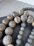 Pair of Black Decorative Wooden Bead Strings with Jute Tassels