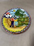 Terra Cotta Folk Art Famers — Flosa Redondo Portugal Hand Painted Plate