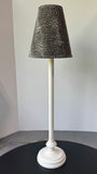 White Metal Buffet Lamp with Cheetah Print Shade (WORKS)