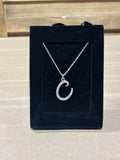 Silver Tone Necklace with Rhinestone “C” Pendant