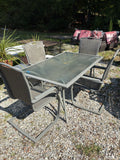 Patio Dining Set - Glass Top Rectangular Table + Four Matching Chairs