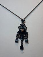1928 Brand Necklace with Blue/Black Stone Pendant
