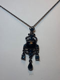 1928 Brand Necklace with Blue/Black Stone Pendant