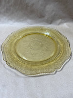 (B) Round Amber Depression Federal Glass Serving Plates