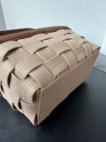Pair of Sturdy Tan Canvas Woven Storage Baskets