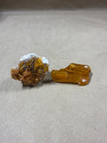 (H) Wulfenite Specimen Rock And Small Amber Slab