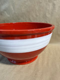 Crate & Barrel Red Mixing Bowl With White Stripe