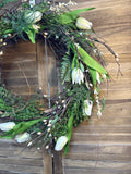 White Tulip Greenery Wreath