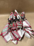 4 Plaid Cloth Napkins With Buck Napkin Rings