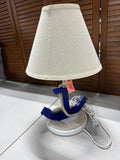 Wooden Blue Anchor w/Rope Lamp, WORKS
