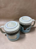 Pair Of Warren Kimble Folk Art Farmhouse And Sheep Coffee Mugs