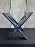 Blue Minimalist X-Frame Collapsible Wooden Magazine Rack