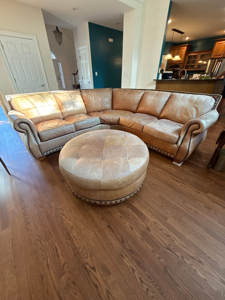 Leather Sectional Sofa with Ottoman***HEAVY ITEM***