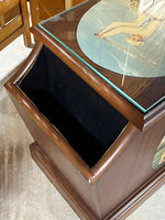 Golf Themed Painted Side Table with Magazine/Book Storage; Comes with Protective Glass