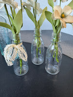 5-Piece Bud Vases & Blue Bottles with Faux Florals Lot