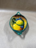 Mexican Clay Pottery Dish With Painted Fruit Inside