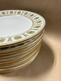 12 Green And Gold GDA Limoges France Salad Plates