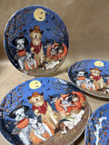 Pier 1 Ironstone Dog And Cat Halloween Salad Plates - Set Of 4 // 2 Sets Available// PRICED INDIVIDUALLY