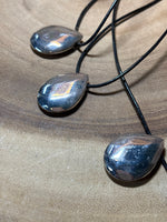 Layered Silver Pendants on Cord Necklace