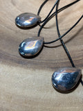 Layered Silver Pendants on Cord Necklace