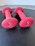 Pair of Red Neoprene 5LB Dumbbells