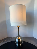 Brushed Nickel Table Lamp with Drum Shade (WORKS)
