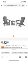 Grey Weather Resident Poly Board Adirondack Chair (4 Available - Priced Individually at $150 Each)