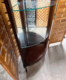 Carved Corner Display Shelf with Mirrored Back and 2 Glass Shelves