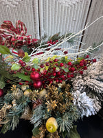 Assorted Lot of Christmas Garland, Candle Rings & Floral Stems