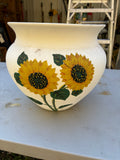 Large Pottery Planter w/Sunflower Embellishments
