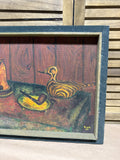 Primitive Original Modernist Still Life Painting - Signed