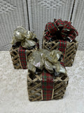 Trio of Farmhouse Jute Wrapped Decorative Christmas Presents