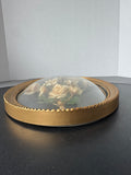 Oval French Style Floral Shadowbox with Curved Glass AS IS (READ DESCRIPTION CAREFULLY)