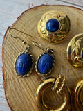 Trio of Blue Stone Accented Gold Tone Earrings (F)