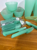 Green Plastic Kitchen Dishes - 45 Pieces