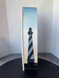 Wooden Boat Shaped 3-Tiered Shelf with Hand Painted Lighthouses
