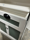 White & Sage Green Kitchen Pantry Cabinet & Cupboard