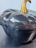 Black Smith & Clark Ironworks 2 Qt Enameled Cast Iron Pumpkin Dutch Oven