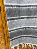 Pottery Barn Grey Striped Throw Blanket With Fringe