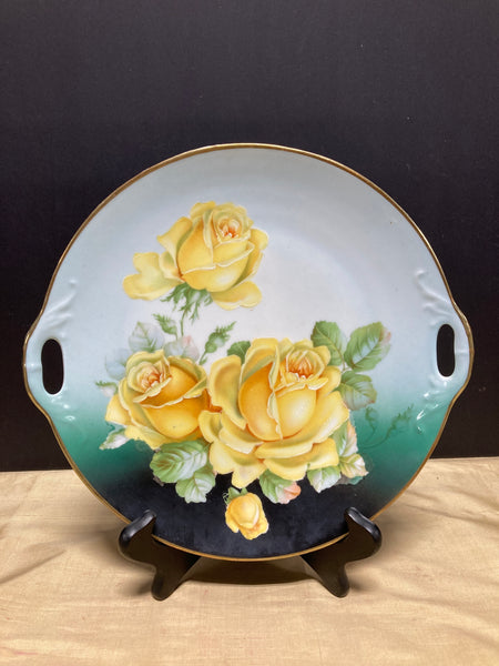 German Hand Painted Yellow Rose Serving Tray