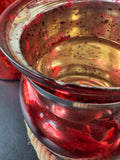 Pair of Red Mercury Glass Candle Luminaries with Rope Handles