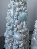 Pair of Iridescent Seashell Heavyweight Resin Beachy Christmas Trees