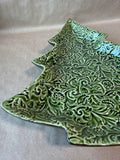 Ceramic Botanical Green Christmas Tree Plate // 2 Available // PRICED INDIVIDUALLY