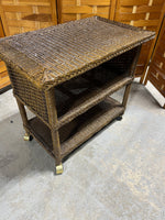 Lightweight Brown Wicker Cart on Casters